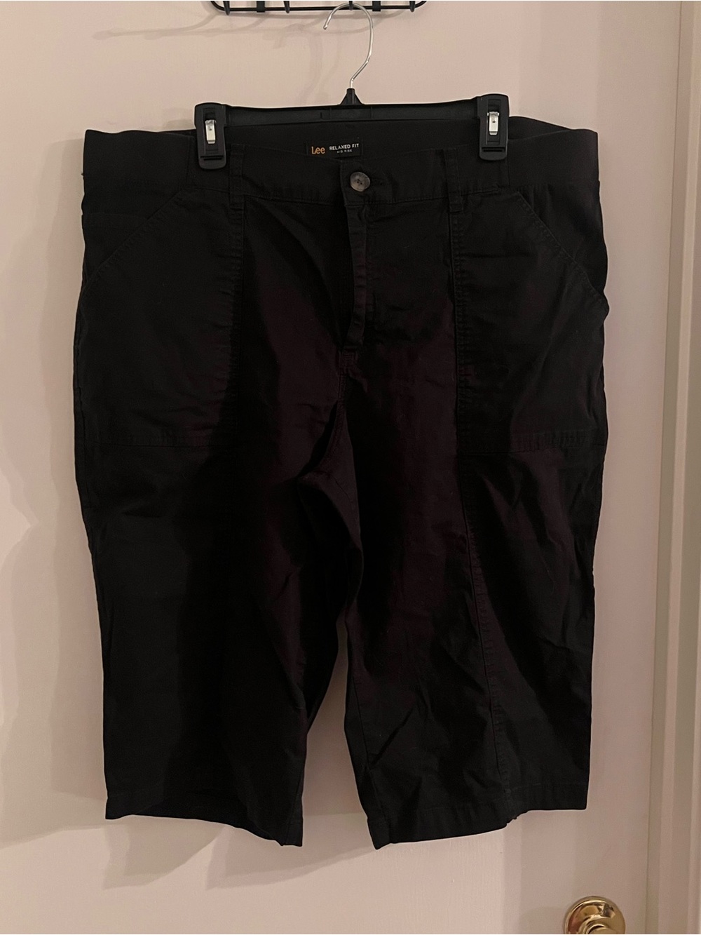 Lee Relaxed Fit Mid Rise Bermuda Shorts Black Women’s Plus Size 20W Stretch